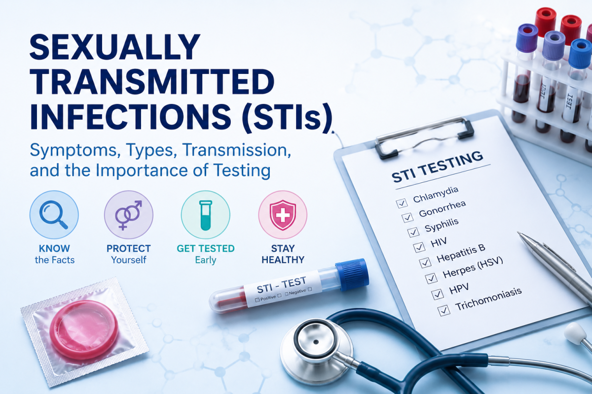 Sexually Transmitted Infections (STIs): Symptoms, Types, Causes, Transmission, and Testing
